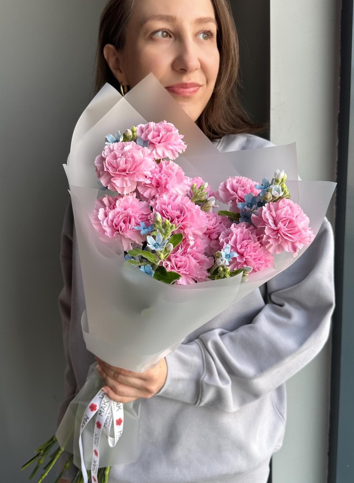 Букет #229 Диантусы и оксипеталум