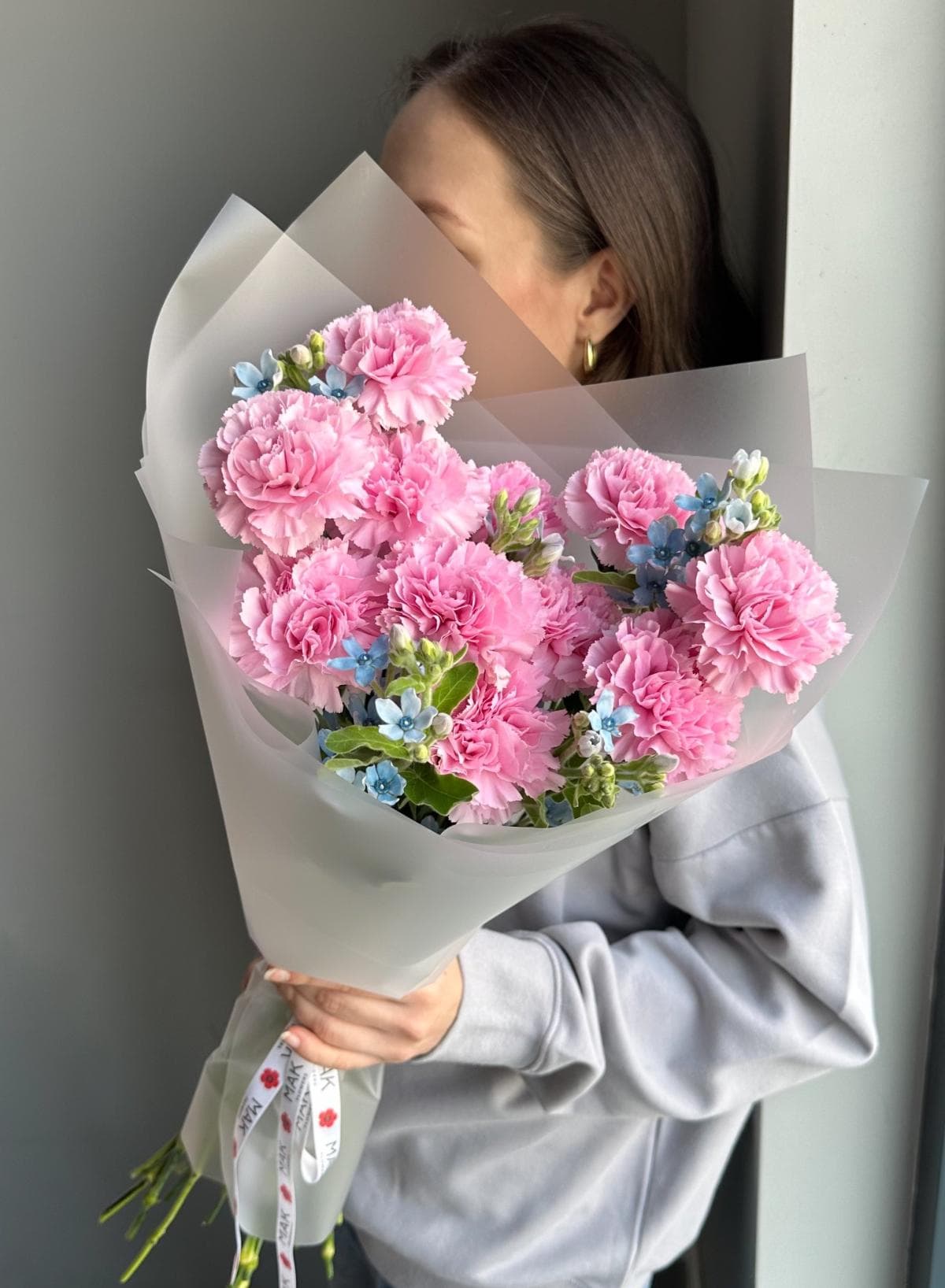 Букет #229 Диантусы и оксипеталум