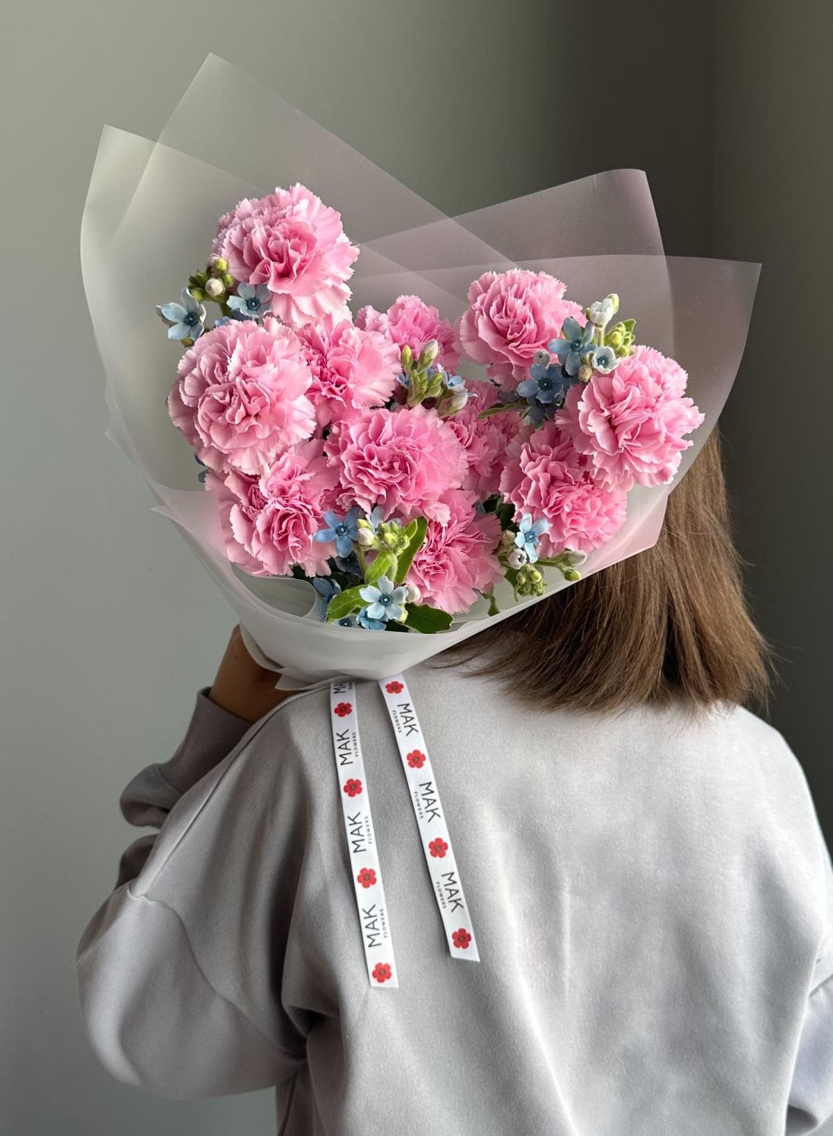 Букет #229 Диантусы и оксипеталум