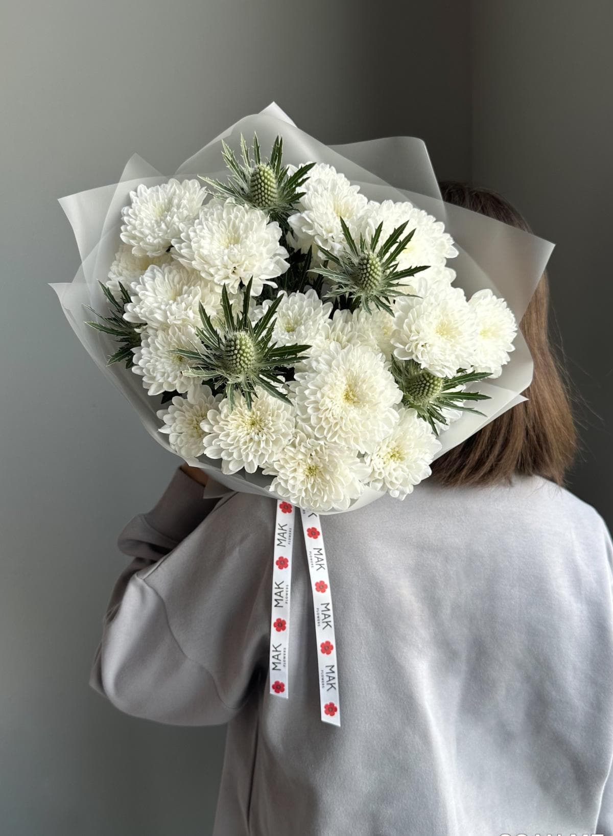 Букет #230 Кустовая хризантема, эрингиум