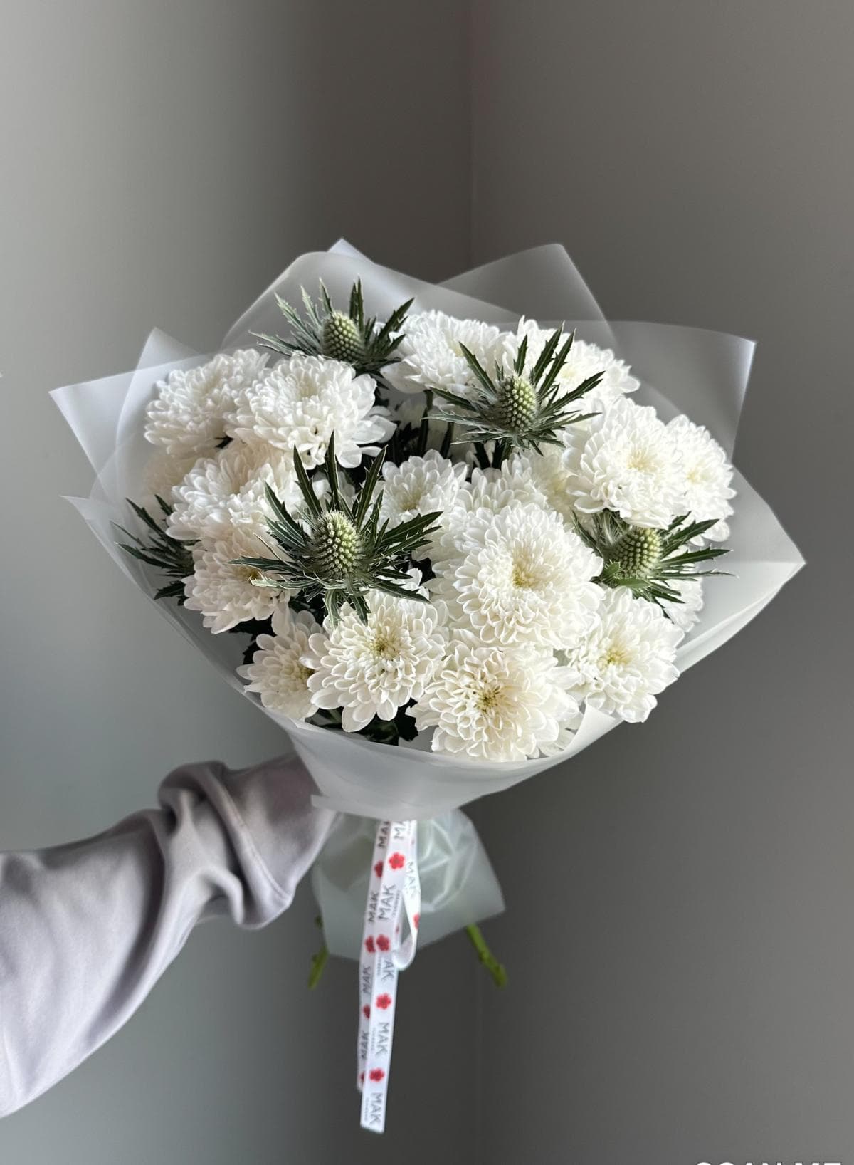 Букет #230 Кустовая хризантема, эрингиум