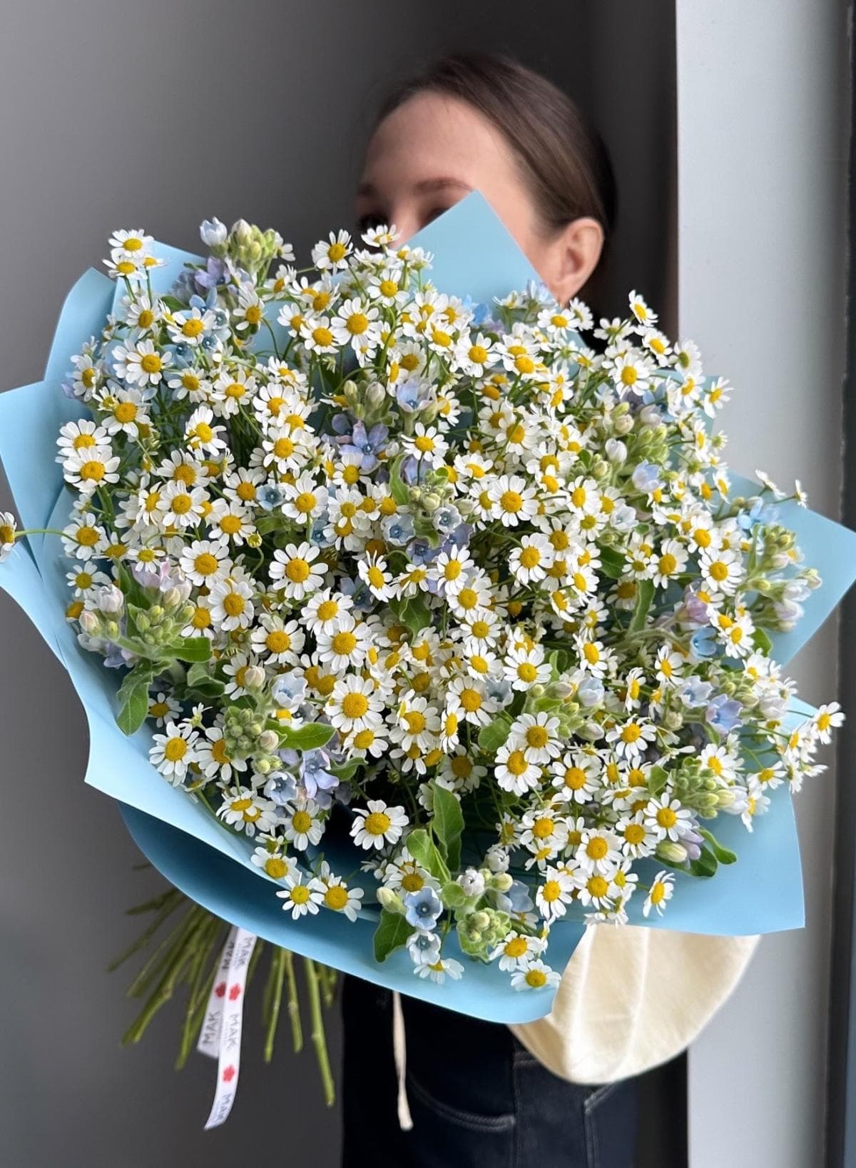 Букет #228 Кустовые ромашки и оксипеталум