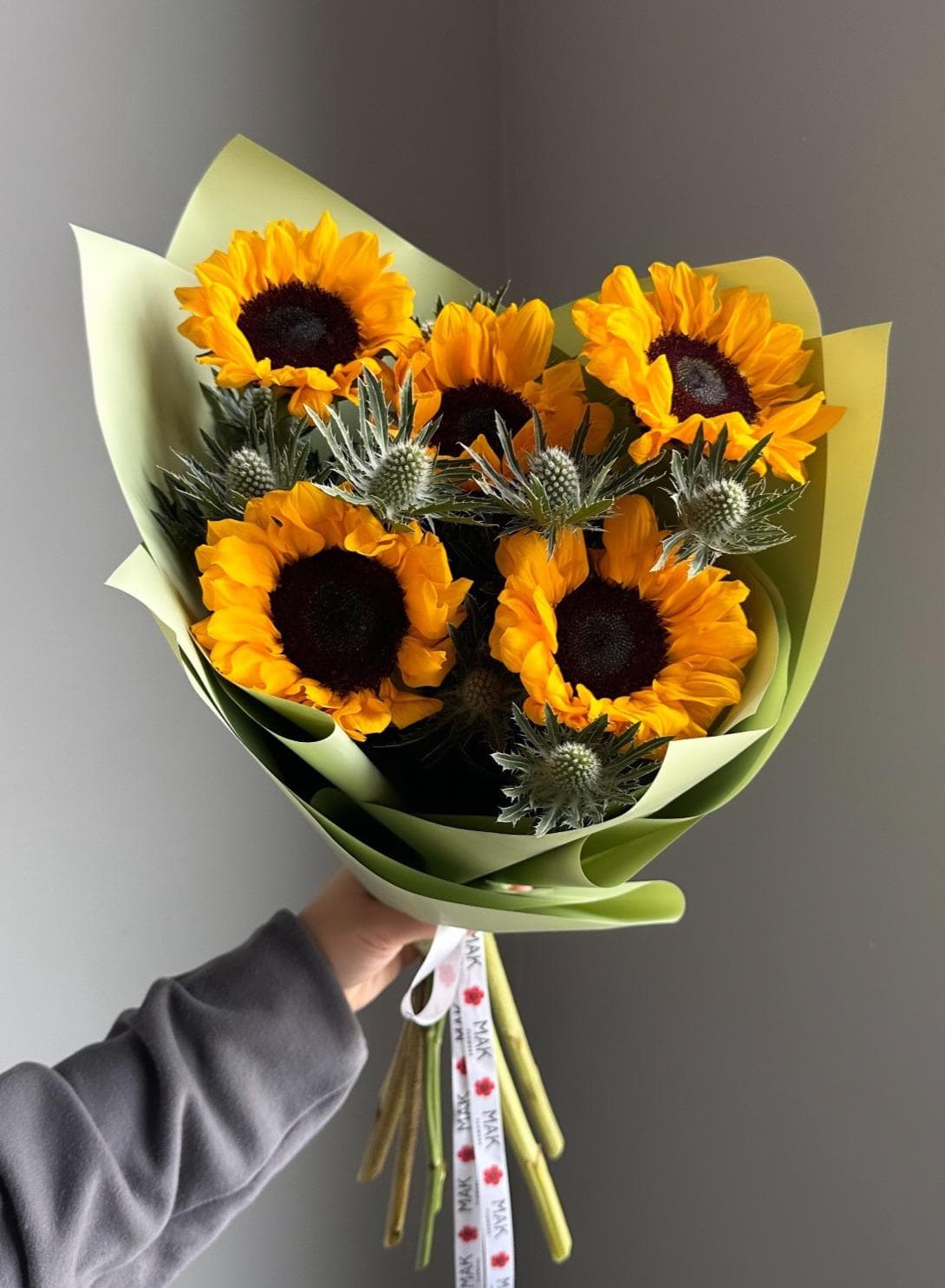 Букет #243 Подсолнухи, эрингиум
