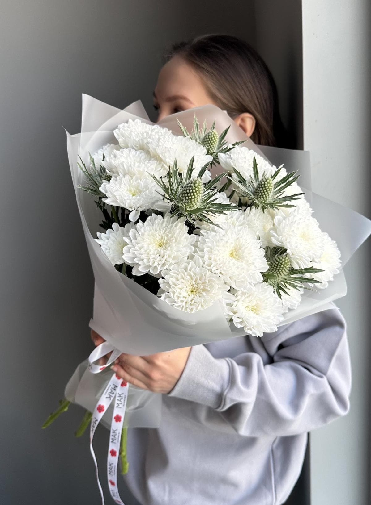 Букет #230 Кустовая хризантема, эрингиум