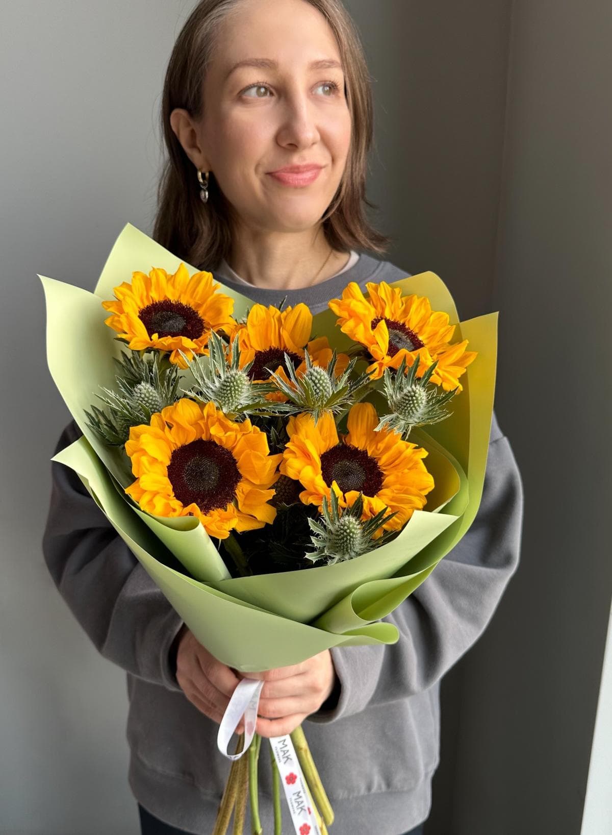 Букет #243 Подсолнухи, эрингиум